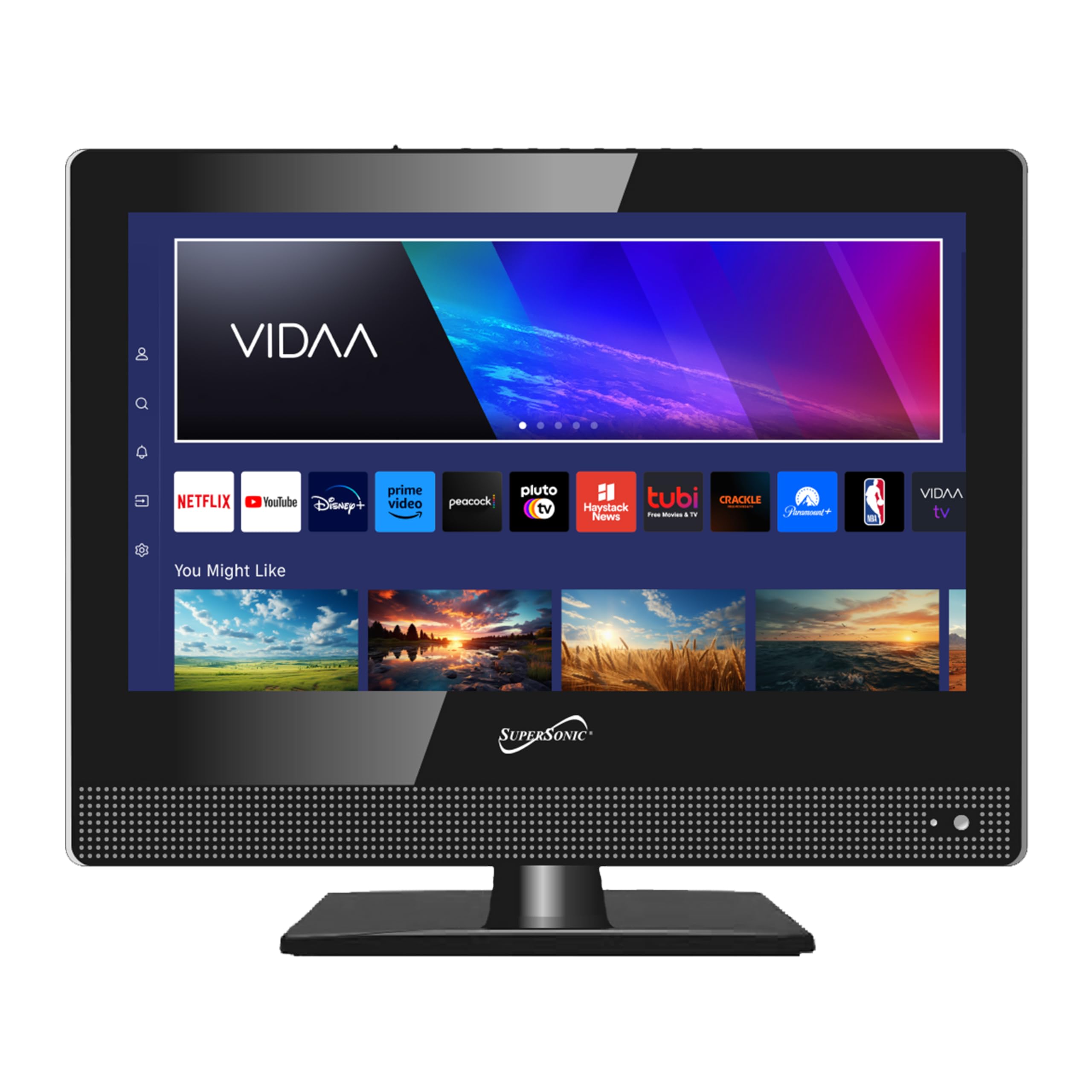 Supersonic Sc 1520Vtv 15.6 Inch Smart Ac/Dc Led Tv, Powered By Vidaa, 1080P, Wifi, Built In Speakers, Usb, 3X Hdmi Arc, For Kitc